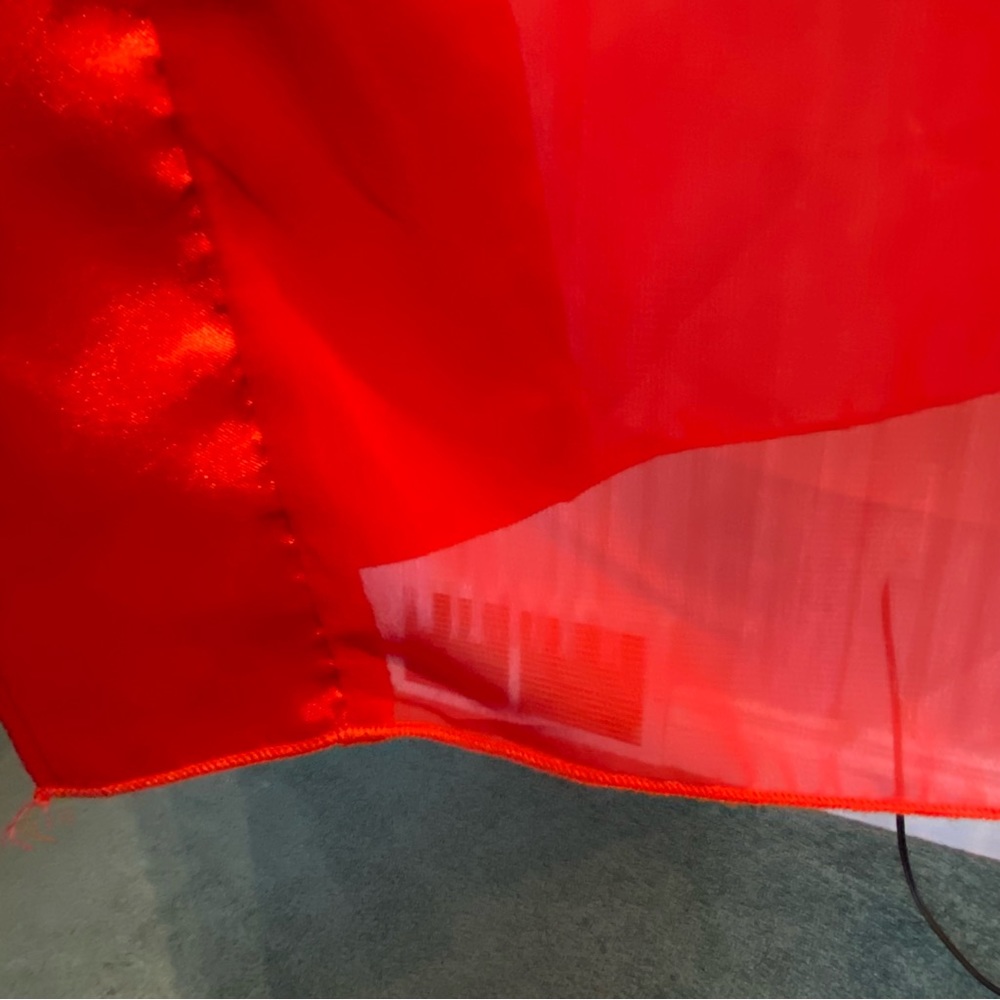 Red One Shoulder Sheer Drape Top - Picture 12 of 17